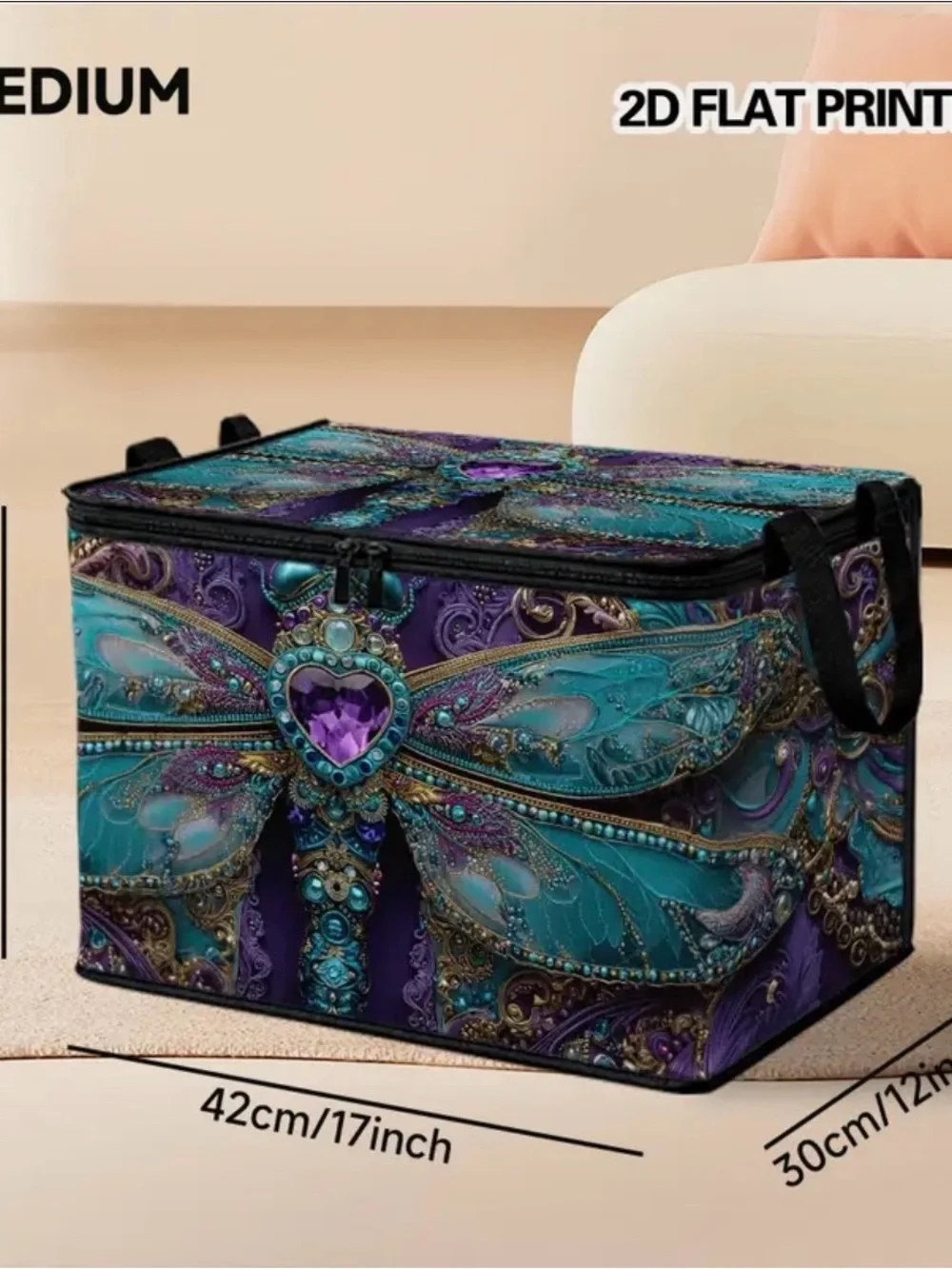 Decorative Teal & Purple Dragonfly Garment Storage Bag